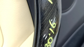 Door trim card rear left BMW 3 F30 12-18 leather black, lining ebony, insert and armrest leather beige, with black molding and backlight, butt, scratch