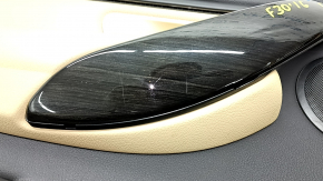 Door trim card front left BMW 3 F30 12-18 leather black, trim ebony, insert and armrest leather beige, with black molding and backlight, scratches