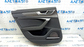 Door trim card rear left Audi A6 C8 19- leather black with dark gray without curtain, with backlight, wood insert, Bang&Olufsen, for dry cleaning, scratches