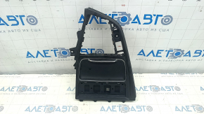 Center console trim with cup holders BMW 3 F30 16-18 black, with cigarette lighter, without trim