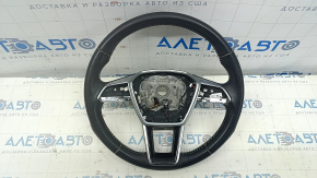 Bare steering wheel Audi A6 C8 19 - black leather with heating, Sport, gloss with chrome inserts, worn, for re-upholstery