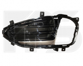 Front bumper grille left Ford Edge 19- under fog lights with chrome molding, black gloss
