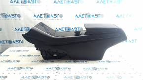 Central console armrest and cup holders Tesla Model 3 18-20 leather black, glossy overlays, scratches, bumps, without wiring