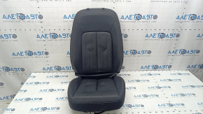 Audi A6 C8 19 passenger seat upholstery - heated, dark grey and black leather, dry cleanable, dents,
