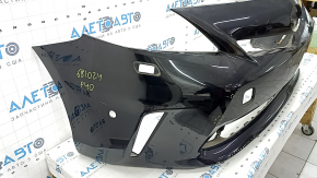 Front bumper bare Toyota Prius V 12-14 pre-rest for parking sensors and washer, black, torn, dented, broken fasteners, scratches