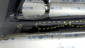 Front bumper bare Toyota Prius V 12-14 pre-rest for parking sensors and washer, black, torn, dented, broken fasteners, scratches