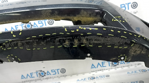 Front bumper bare Toyota Prius V 12-14 pre-rest for parking sensors and washer, black, torn, dented, broken fasteners, scratches
