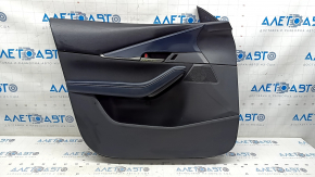 Door trim card front left Mazda CX-30 20- black, insert dark blue, black cloth, armrest leather dark blue, scratches