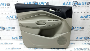 Door trim card front left Ford C-max MK2 13-18 beige with beige insert plastic, armrest beige leather, crack in handle