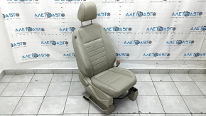 Passenger seat Ford C-max MK2 13-18 with airbag, mechanical, heated, beige leather, dented, scratches, whitened plastic