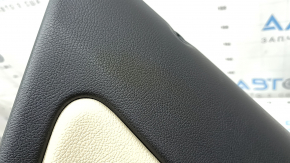 Door trim card rear left Mercedes CLA 14-19 black with beige insert leather, armrest beige leather, molding chrome, broken fasteners, for dry cleaning