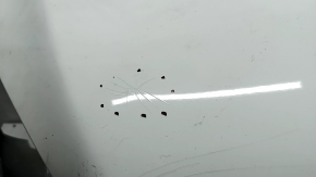 Bare front bumper Mercedes CLA 17-19, white, without parking sensors, dented, torn, scratches, non-factory holes