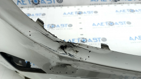 Bare front bumper Mercedes CLA 17-19, white, without parking sensors, dented, torn, scratches, non-factory holes