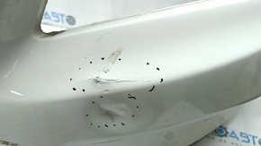 Bare front bumper Mercedes CLA 17-19, white, without parking sensors, dented, torn, scratches, non-factory holes