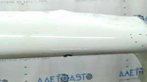 Bare front bumper Mercedes CLA 17-19, white, without parking sensors, dented, torn, scratches, non-factory holes
