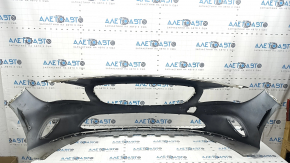 Bare front bumper Mercedes CLA 17-19, white, without parking sensors, dented, torn, scratches, non-factory holes