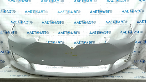 Front bumper bare Tesla Model S 16-20 rest, red, for 6 parking sensors, broken fasteners, scratches, dents