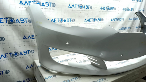 Front bumper bare Tesla Model S 16-20 rest, red, for 6 parking sensors, broken fasteners, scratches, dents