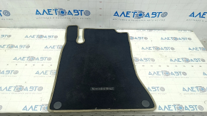 Front left interior mat Mercedes CLA 14-19 cloth black, beige piping, dry cleanable, worn
