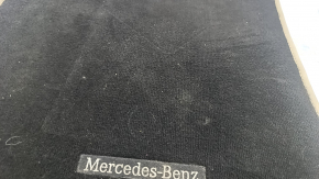 Front left interior mat Mercedes CLA 14-19 cloth black, beige piping, dry cleanable, worn