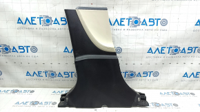 Center pillar trim lower left Tesla Model S 12-20 black, with beige insert, worn leather, scratches