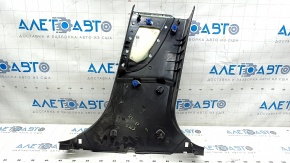 Center pillar trim lower left Tesla Model S 12-20 black, with beige insert, worn leather, scratches