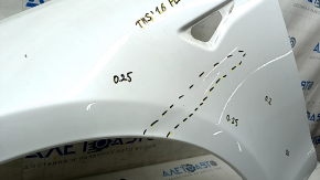 Front left wing Tesla Model S 12-20 white PPSW, painted 0.2-0.25, dented, cracked