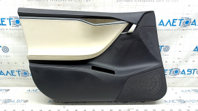 Door trim card front left Tesla Model S 16-20 rest leather black, with beige insert, with backlight, scratches