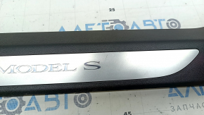 Door sill trim front right Tesla Model S 12-20 with chrome trim, black, scratches
