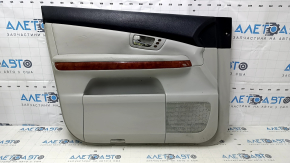 Door trim card front left Lexus RX300 RX330 RX350 RX400H 04-09 gray, black top, gray leather armrest, wood insert, scratches, dry-cleanable