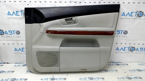 Door trim card front right Lexus RX300 RX330 RX350 RX400h 04-09 gray, black top, gray leather armrest, wood insert, scratches, dry-cleaned, bumps