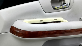 Door trim card front right Lexus RX300 RX330 RX350 RX400h 04-09 gray, black top, gray leather armrest, wood insert, scratches, dry-cleaned, bumps