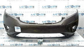 Front bumper bare Nissan Murano z52 15-18 prerest red torn off right part, broken fasteners, tears, sawed off, dented