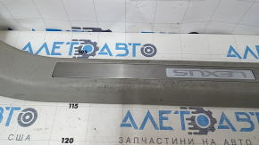Door sill trim with illumination front right Lexus RX300 RX330 RX350 RX400h 04-09 gray, with chrome trim, bumps on chrome, scuffed, scratches, for dry cleaning