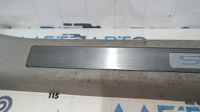 Door sill trim with illumination front right Lexus RX300 RX330 RX350 RX400h 04-09 gray, with chrome trim, bumps on chrome, scuffed, scratches, for dry cleaning