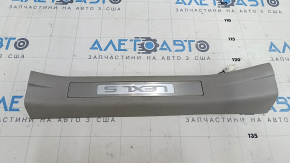 Door sill trim with backlight rear right Lexus RX300 RX330 RX350 RX400h 04-09 gray, with backlight, with chrome trim, worn, broken fastening, scratches