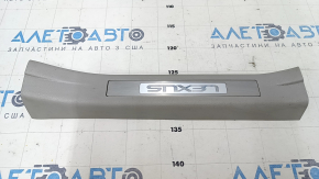 Door sill trim with backlight rear left Lexus RX300 RX330 RX350 RX400h 04-09 gray, with backlight, with chrome trim, worn, broken fastening, scratches