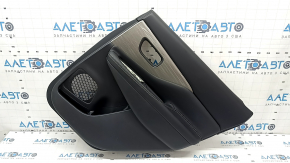 Door trim card rear right Nissan Murano z52 15-18 black with black insert leather, armrest black leather, molding gray gloss wood, dents, abrasions, scratches