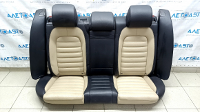 Rear row of seats 2nd row VW CC 08-17 black leather with beige inserts, perforation, dents in the leather