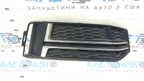 Front bumper grille right Audi A4 B9 17-19 s-line, without radar, light chrome, sand