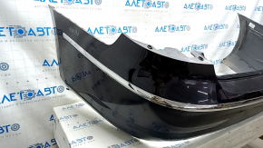 Bare rear bumper VW CC 13-17 rest, black, with moldings, broken fasteners, crack, dented, scratches, crack on molding, chrome peeling