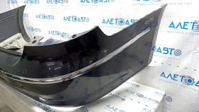 Bare rear bumper VW CC 13-17 rest, black, with moldings, broken fasteners, crack, dented, scratches, crack on molding, chrome peeling