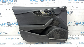 Door trim card front left Audi A4 B9 17-19 black, black armrest leather, insert black leather, for seat memory, Bang and Olufsen, pokes, scratches