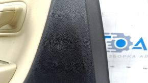 Door trim card rear left VW CC 08-17 black with beige insert leather, armrest leather beige, molding gray, scratches, dents, scuffs