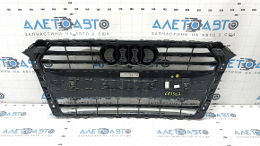 Radiator grille assembly Audi A4 B9 17-19 with emblem, for parking sensors, light chrome, sand, cracks in fasteners