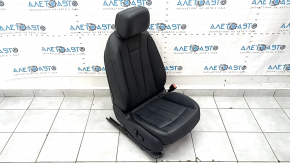 Passenger seat Audi A4 B9 17-19 without airbag, electric, heated, leather, black, melted, scratches, dented, needs cleaning, torn mesh