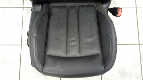 Passenger seat Audi A4 B9 17-19 without airbag, electric, heated, leather, black, melted, scratches, dented, needs cleaning, torn mesh