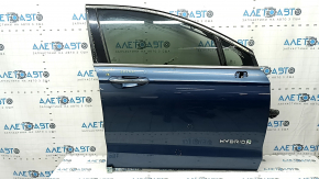 Door assembly front right Ford Fusion mk5 13-20 hybrid, keyless, blue FT, cobweb on overlay, scratches on overlay, pokes
