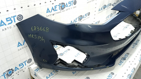 Front bumper bare Ford Fusion mk5 19-20 without parking sensors and towing hook, blue, scratches, non-factory holes, broken fasteners