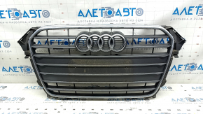 Radiator grille assembly Audi A4 B8 13-16 rest mat, with emblems, sand, scratches, non-factory holes